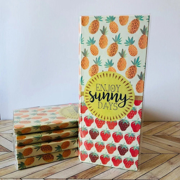 Enjoy Sunny Days Notepad Set Pineapple Strawberry Novelty Print Bundle of 5 - Picture 1 of 3